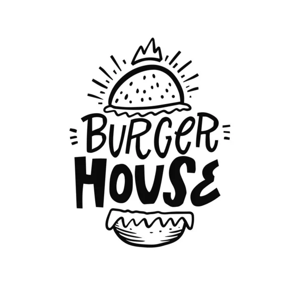 Burger House Typographie Moderne Lettrage Texte Logo Style Croquis Couleur — Image vectorielle