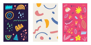 El çizimi soyut renkli elementler arka plan. Vektör illüstrasyon sanat posteri veya afişi.