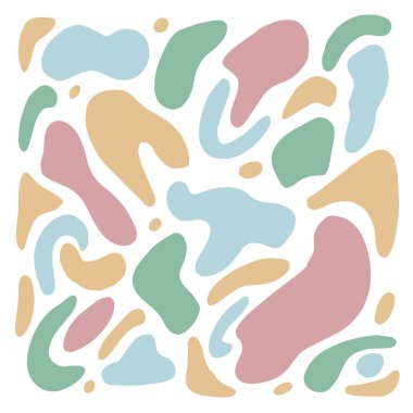 Pastel rengi soyut şekiller karalama elementleri. Çizgi film tarzı. Vektör illüstrasyonu beyaz arkaplanda izole edildi.