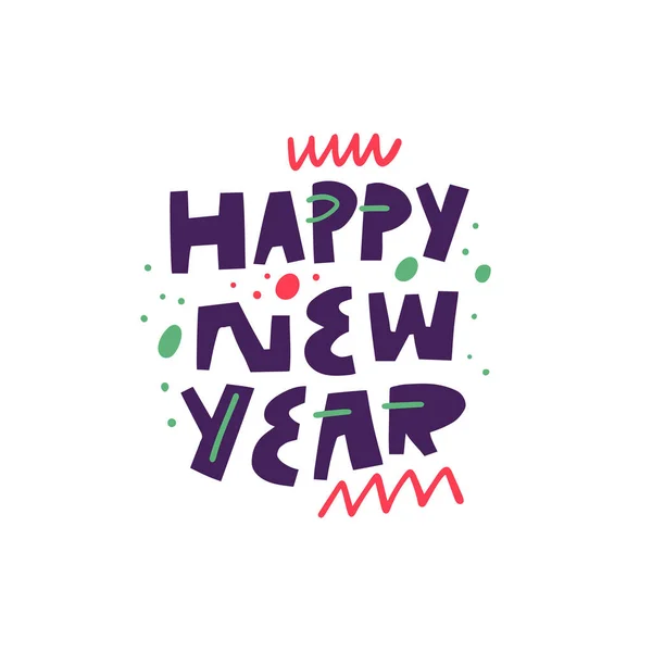Happy New Year Modern Typography Lettering Phrase Motivational Text Vector — Stock Vector