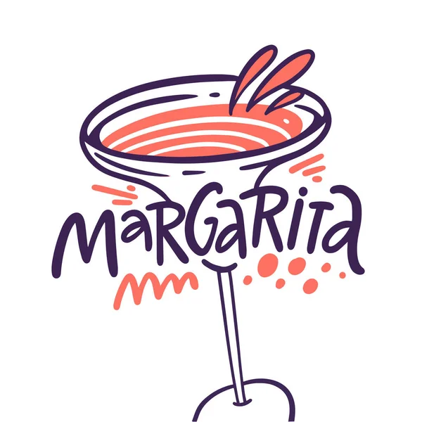 Margarita Cocktail Lettrage Phrase Illustration Vectorielle Style Dessin Animé Isolé — Image vectorielle