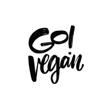 Bastır Vegan. Elle çizilmiş siyah renkli harfler. Motivasyon metni. Vektör illüstrasyonu beyaz arkaplanda izole edildi.