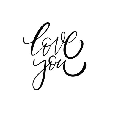 Ben de seni. El çizimi siyah renk kaligrafi motivasyonu ifadesi. Vektör sanatı.