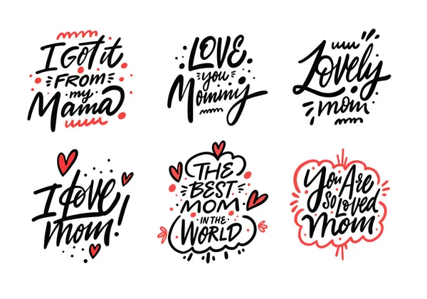 Handgezeichnete Kalligraphie Sätze Happy Mothers Day Und Mama Zitate Vektor — Stockvektor