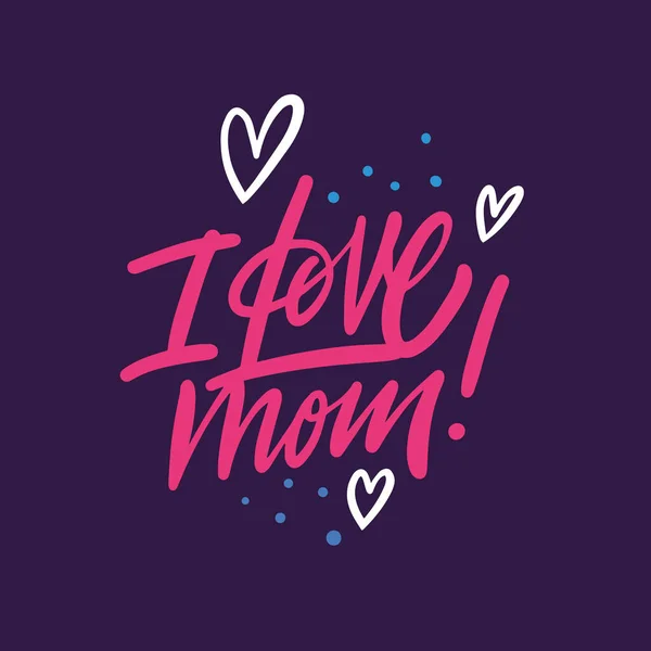 Ich Liebe Mama Kalligraphie Rosa Vektorgrafik Violet Hintergrund — Stockvektor