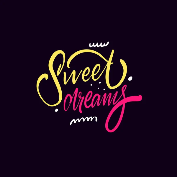 Sweet Dreams Handritade Färgade Moderna Kalligrafi Fras Vektor Illustration Isolerad — Stock vektor