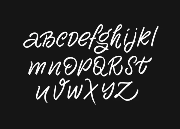 素晴らしい書道アルファベットフォント 黒を基調とした白地の文字を手描き — ストックベクタ