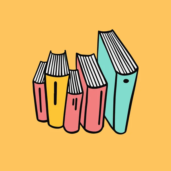 Zestaw Ikon Książek Edukacyjnych Ręcznie Rysowane Kolorowe Wektor Ilustracji Izolowane — Wektor stockowy