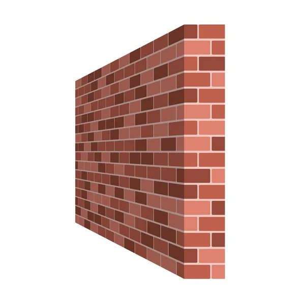 Brick muur perspectief geïsoleerd op witte achtergrond, metselwerk rood of bruin baksteen. Vectorillusie — Stockvector