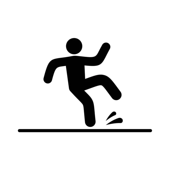 Icono de cuidado de la superficie resbaladiza, Signo de precaución de suelo húmedo aislado sobre fondo blanco, símbolo de advertencia pública. Pictograma humano en caída. Ilustración vectorial — Vector de stock