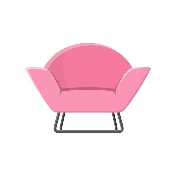 Stijlvolle roze comfortabele moderne fauteuil in platte stijl geïsoleerd op witte achtergrond. Onderdeel van het interieur van een woonkamer of kantoor. Zachte meubels voor rust en ontspanning. Vectorillustratie — Stockvector