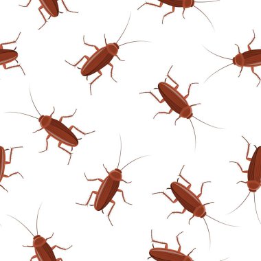 Hamamböceği böceği, kusursuz model arka plan, böcek üst görünümü. Düz vücut paraziti kirliliği, hamamböcekleri vektör çizimi