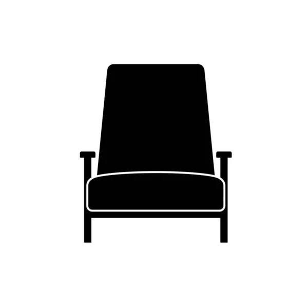 Zwart comfortabel fauteuil pictogram geïsoleerd op witte achtergrond. Onderdeel van het interieur van een woonkamer of kantoor. Zachte meubels voor rust en ontspanning. Vectorillustratie — Stockvector