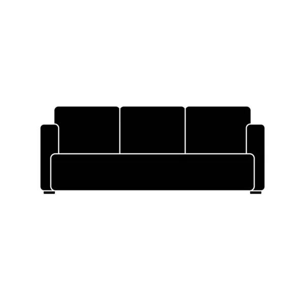 Стильный удобный иконка дивана на белом фоне. Интерьер дивана гостиной или офиса. Мягкая мебель для отдыха и отдыха дома. Векторная иллюстрация — стоковый вектор