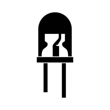 Sarı arkaplanda diyot simgesi yayılıyor. Aydınlatılmış elementler, yarı iletken aygıt. LED ampul işaretli elektrik bileşeni. Vektör illüstrasyonu