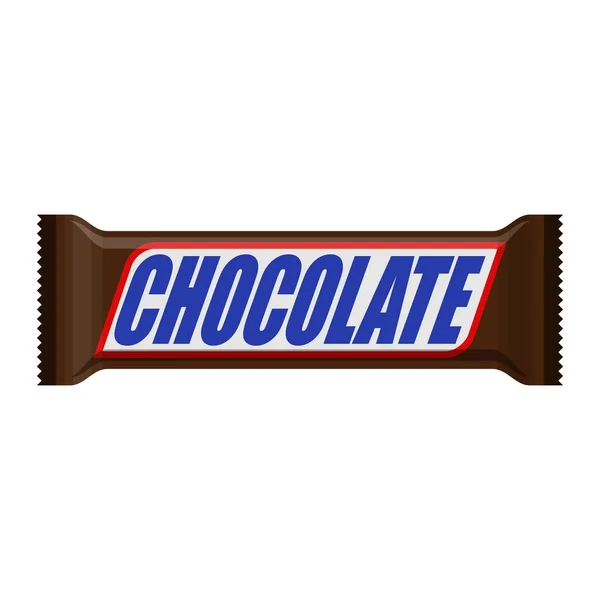 Chokladkaka av godis bar isolerad på vit bakgrund. Söt snack bar förpackning mall. Illustration av vektor för dessertmat — Stock vektor