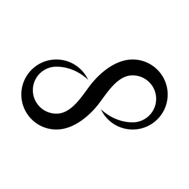 Sonsuzluk simgesi beyaz arkaplanda izole edildi. Sonsuz, sınırsız, sonsuz, sınırsız sonsuzluk sembolleri. Mobius çizgi vektör çizimi