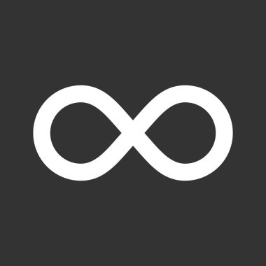 Sonsuzluk simgesi beyaz arkaplanda izole edildi. Sonsuz, sınırsız, sonsuz, sınırsız sonsuzluk sembolleri. Mobius çizgi vektör çizimi