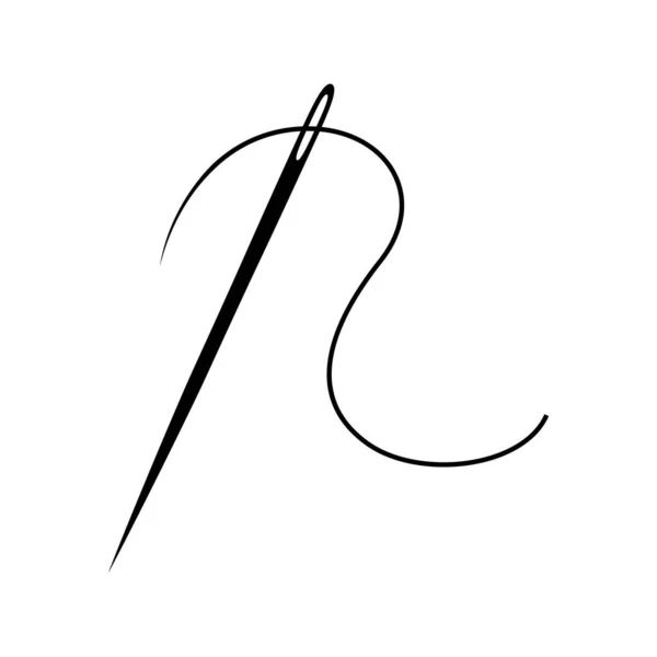 Símbolo de agulha de costura silhueta isolada no fundo branco. Ilustração vetorial —  Vetores de Stock