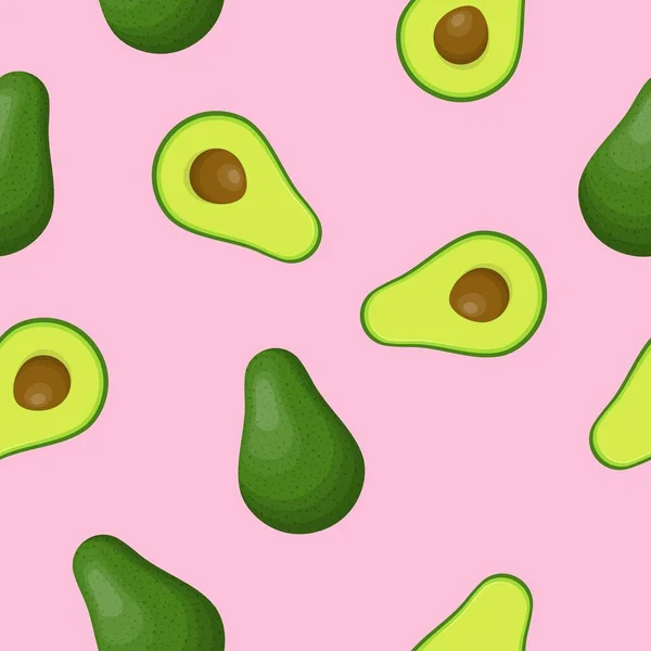 Avocat motif entier et à moitié sans couture pour les textiles, impressions, vêtements, courtepointe, bannière et plus encore. Alimentation saine fond. Fruits d'été pour un mode de vie sain. Fruits biologiques. Illustration vectorielle — Image vectorielle