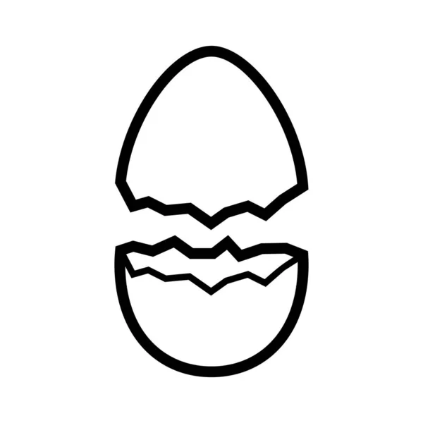 Kırık yumurta ikonu beyaz arka planda izole edilmiş. Çiftlik tavuğu yumurta kabuğu çatırdıyor. Paskalya elemanları tasarımı. Vektör illüstrasyonu — Stok Vektör