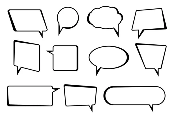 Tal bubblor text set, chatt box ikoner, meddelande box i platt design isolerad på vit bakgrund. Ballong klotter stil tänkande tecken symbol. Vektorillustration — Stock vektor