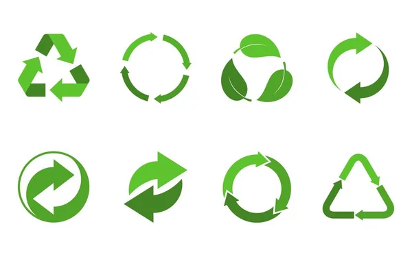 Conjunto de iconos de reciclaje aislados sobre fondo blanco. Flecha que gira concepto reciclado sin fin. Reciclar eco símbolo, Ecología iconos recogida reciclaje de basura. Ilustración vectorial — Archivo Imágenes Vectoriales