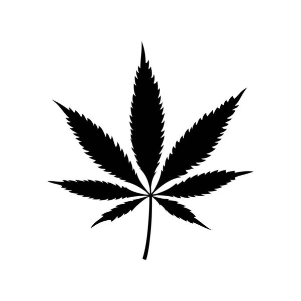 Icono de hoja de marihuana Aislado sobre fondo blanco. Símbolo de planta medicinal de cannabis, Herbal indica sativa. Cáñamo natural. Droga de la marihuana del humo de la adicción Narcótico ilegal. Ilustración vectorial — Vector de stock