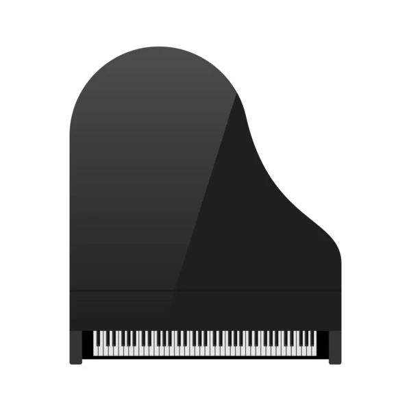 Classical black grand piano with open keyboard isolated on white background. Top view of artistic musical instrument art entertainment hobby. Vector illustration — Stockvector
