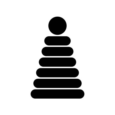 Beyaz arka planda izole edilmiş çocuk piramit oyuncak ikonu. Bebek halkası piramidi işaretleri. Eğitici oyuncakları eğiten tek çocuk. İyi motor geliştiriciler. Vektör illüstrasyonu.