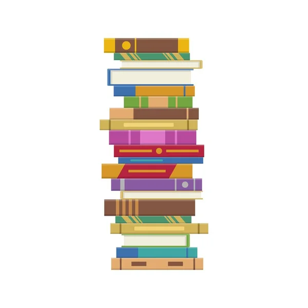 Pile Books Isolated White Background Stack Different Books Library Bookstore — 스톡 벡터