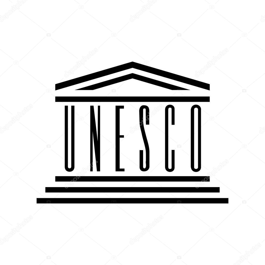 UNESCO sign symbol. United Nations educational, scientific and cultural organization. Vector illustration.