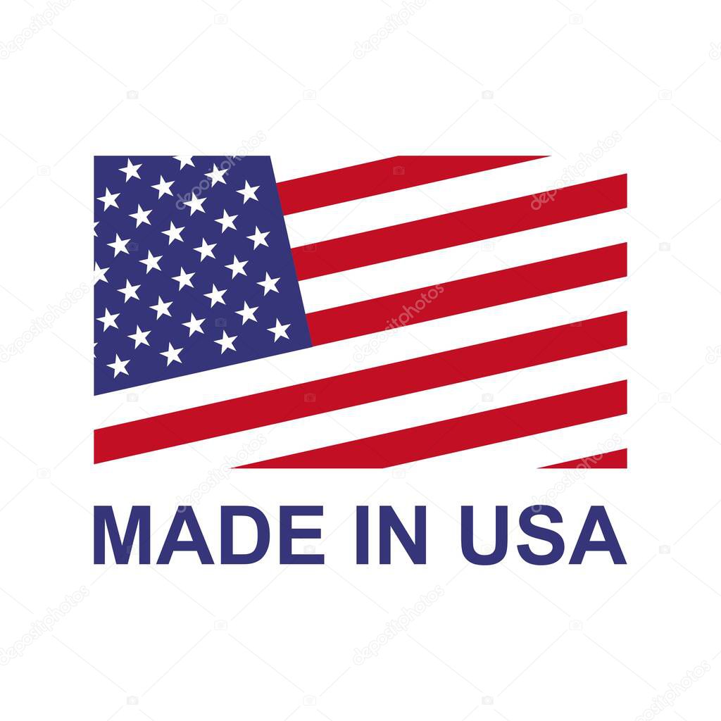 Made in USA label. Product manufactured in the United States of America icon patriotic signs. American quality business and national theme. Americans banners templates. Vector illustration.