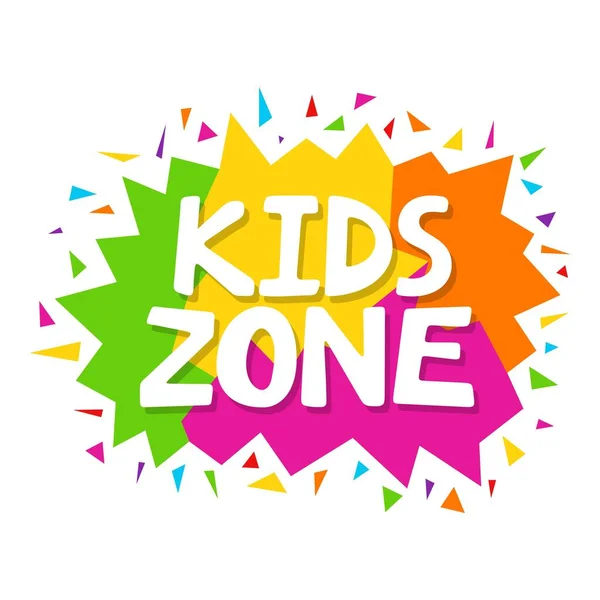 Cartoon Colorful Logo Kids Zone Isolated White Background Bright Multicolored — Stock Vector