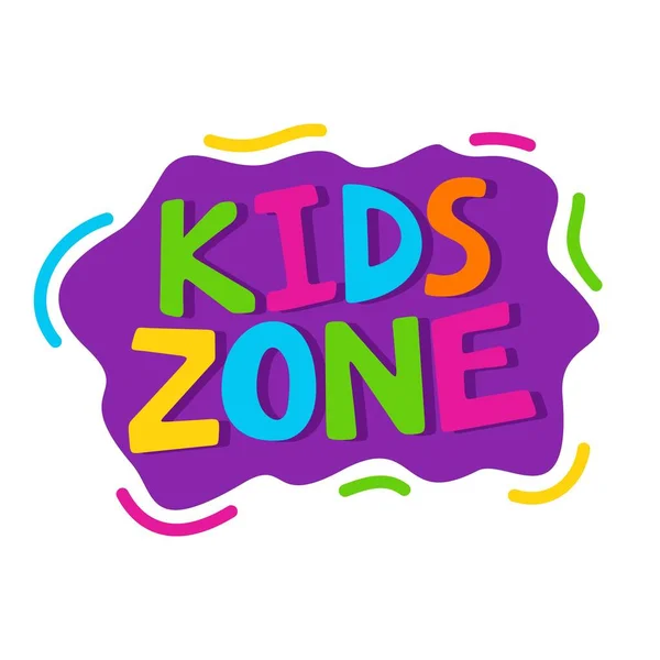 Rajzfilm Színes Logó Kids Zone Elszigetelt Fehér Háttérrel Fényes Színes Jogdíjmentes Stock Vektorok