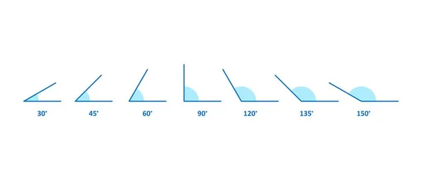 Ensemble Icônes Différents Angles 120 150 Degrés Symbole Géométrique Éléments — Image vectorielle