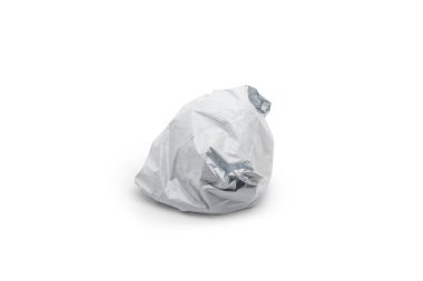 İnternetten alışveriş yapılan izole posta paketi alıcıya teslim edilir. Stüdyo ışığı altında beyaz arka planda çekiliyor. Kesme Yolları.