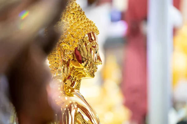 Close Asia Antique Brightness Glitter Buddha Statue Thailand Temple — Stock Photo, Image