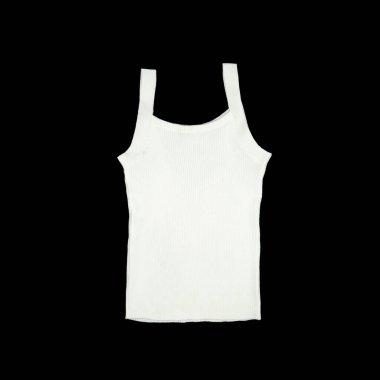 Siyah arka planda düz beyaz örgü yelek ve stüdyo ışığı. Kesme Yolları.