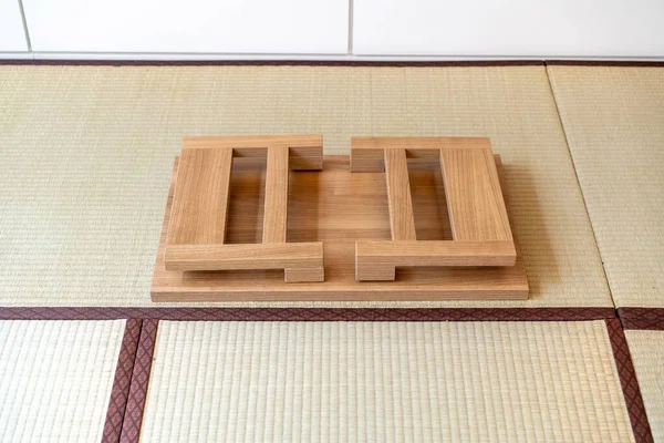 Japanese Folding Table Made Wood Set Center Picture Suitable Eating — Stock Photo, Image