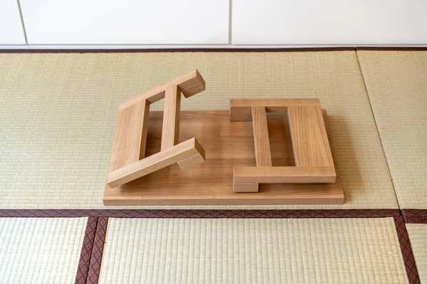 Japanese Folding Table Made Wood Set Center Picture Suitable Eating — Stock Photo, Image