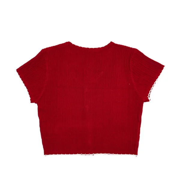 Backside Flatlay Full Body Red Short Sleeve Shirt Cardigan Women — Fotografia de Stock