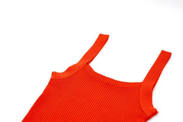 Lying Red Orange Vest Tank Top Women Show White Background — ストック写真