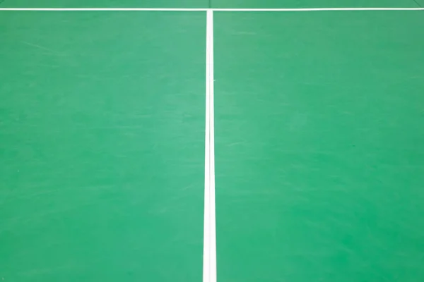 Empty Green Used Badminton Court Background Ready Playing Badminton Competition — Foto de Stock