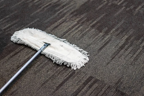 Use Clean White Mop Brown Carpet — Foto de Stock