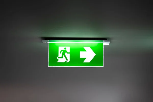 Fire Exit Sign Light Box Hung Ceiling Hotel Walk Way - Stok İmaj