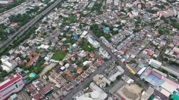 Aerial View Large City Many Houses Arranged Proportions Which Have — Vídeo de Stock