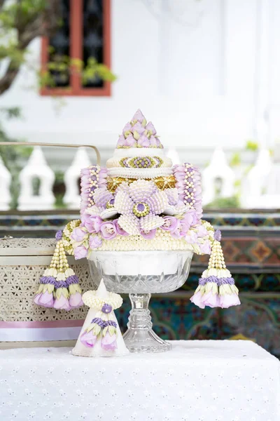 Purple White Pedestal Tray Color Decorated Flora Flower Its Thai — ストック写真