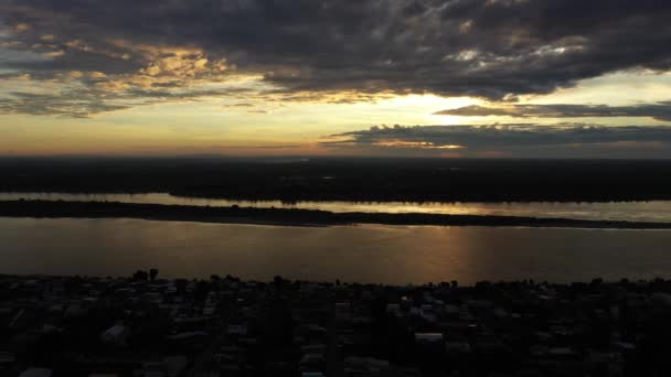 Riverscape City View Mekong River Nakhon Phanom Province Sunrise — Stok Video
