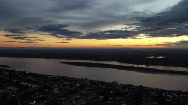 Riverscape City View Mekong River Nakhon Phanom Province Sunrise — Stok video